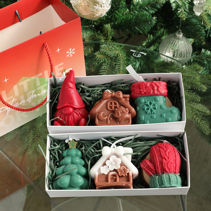 Set de regalo: velas de aromaterapia navideñas hechas a mano