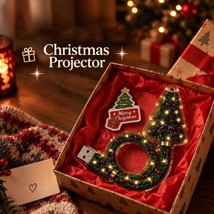 Proyector de luz navideño con alimentación USB para decorar tus fiestas