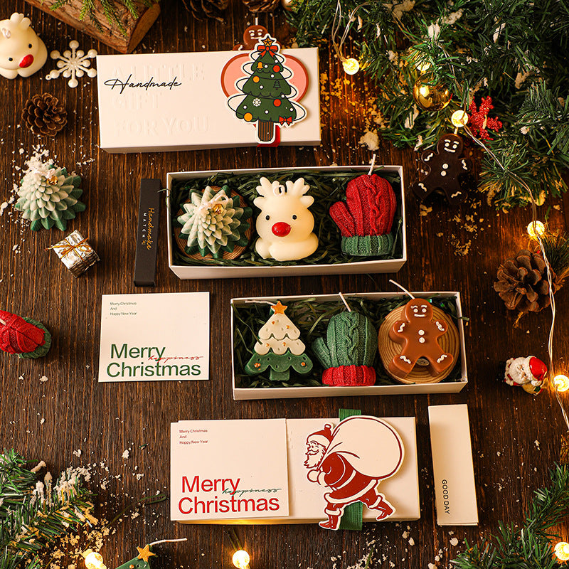 Set de regalo: velas de aromaterapia navideñas hechas a mano
