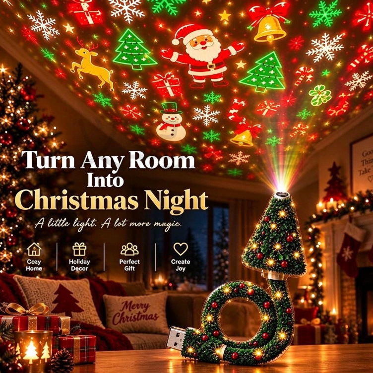 Proyector de luz navideño con alimentación USB para decorar tus fiestas